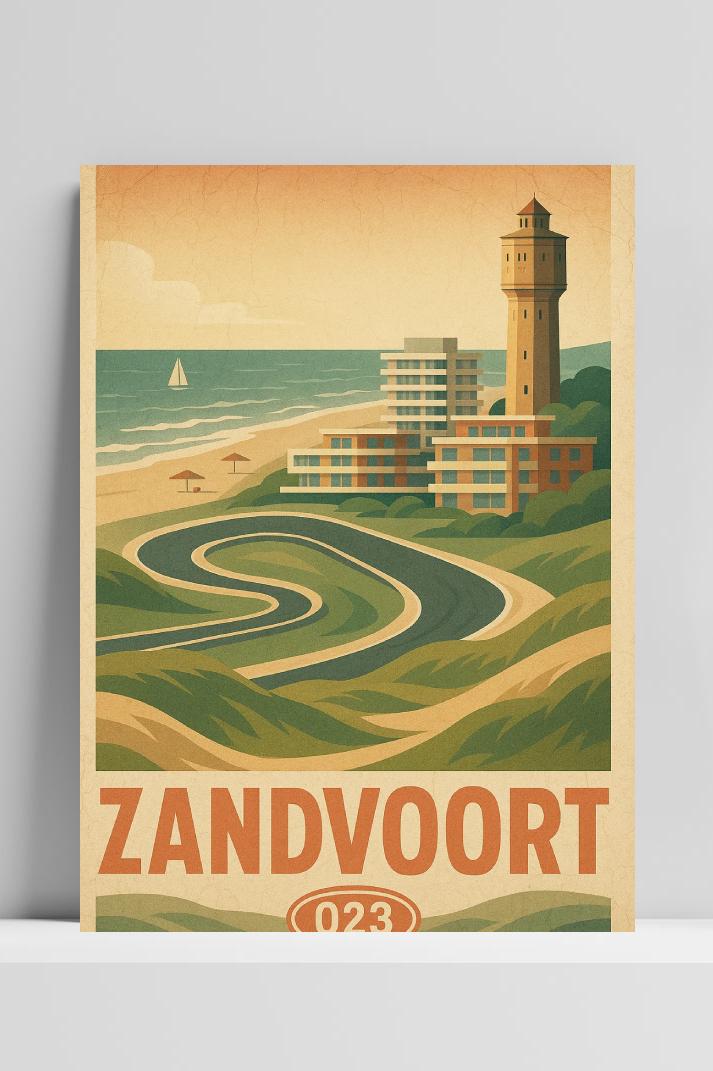 Zandvoort Text Vintage op 3mm aluminium dibond