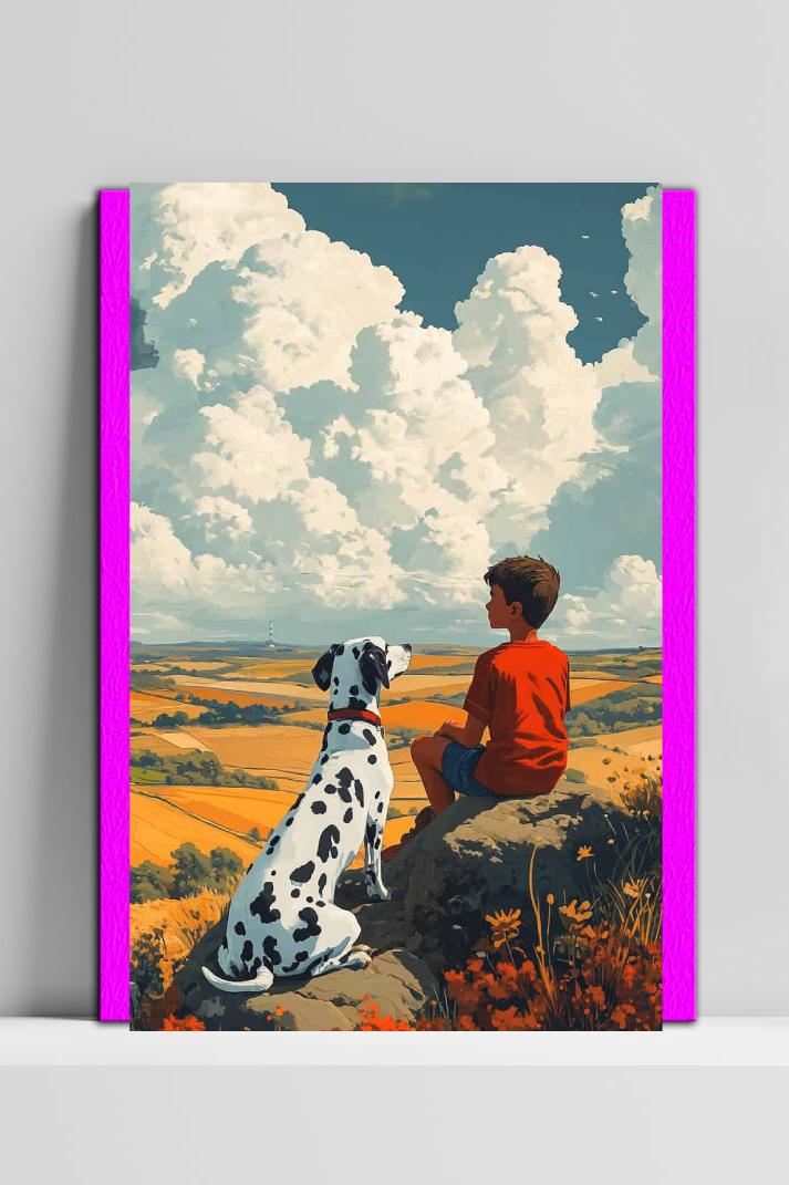 Jongen Dalmatiër op 3mm aluminium dibond