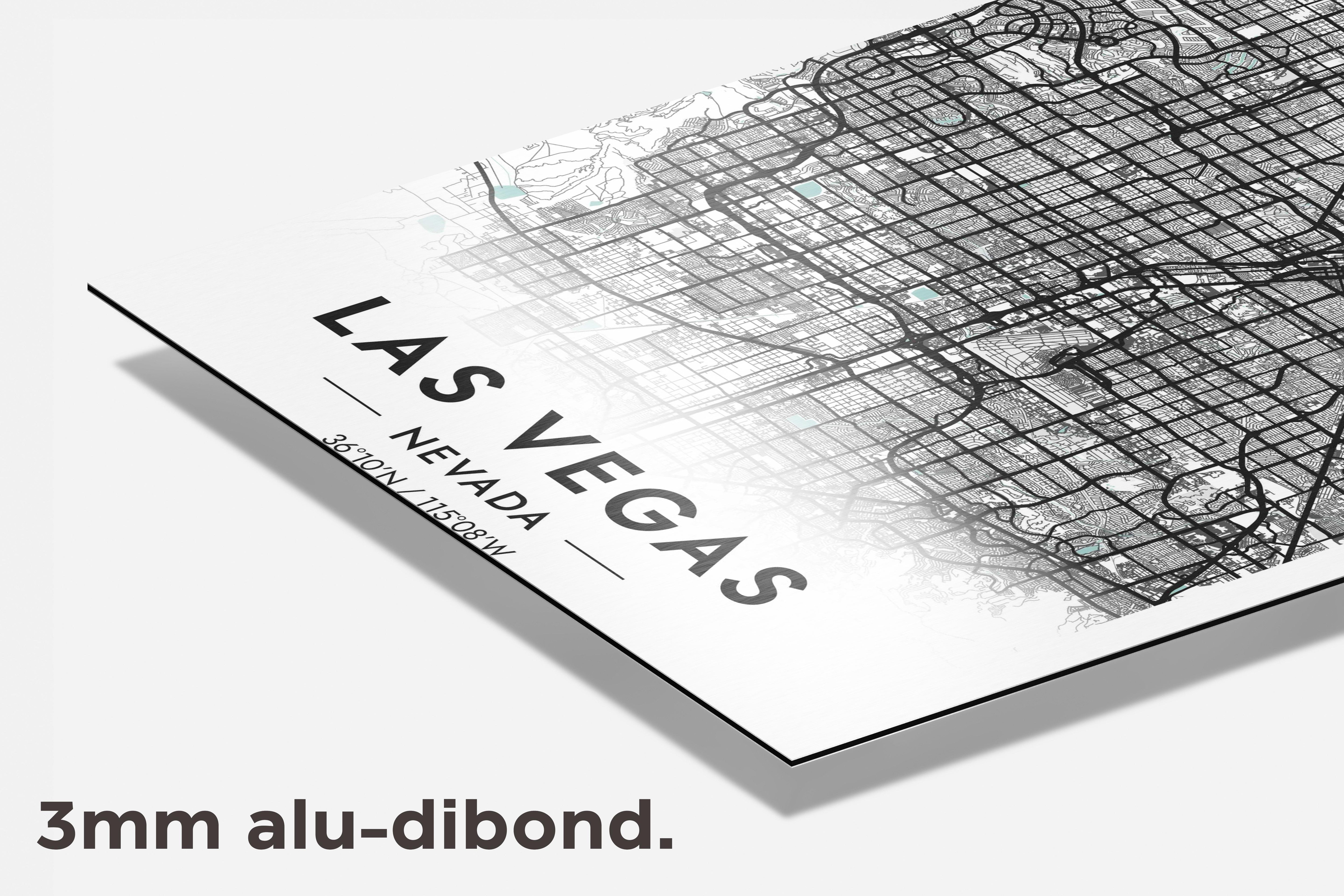 Las Vegas Kaart Nevada dibond detail