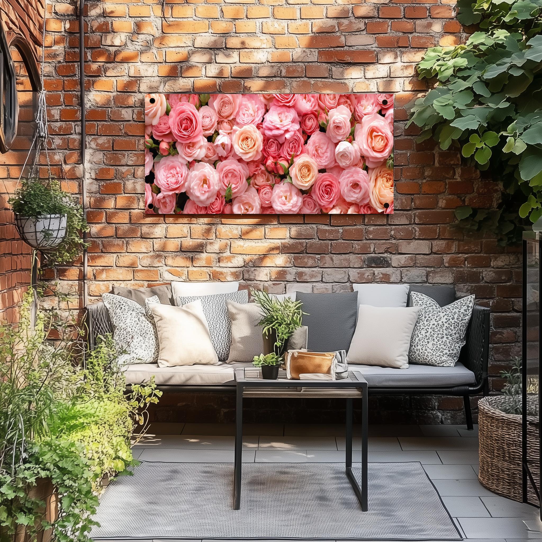 Tuinposter Roze Rozen sfeerbeeld 2