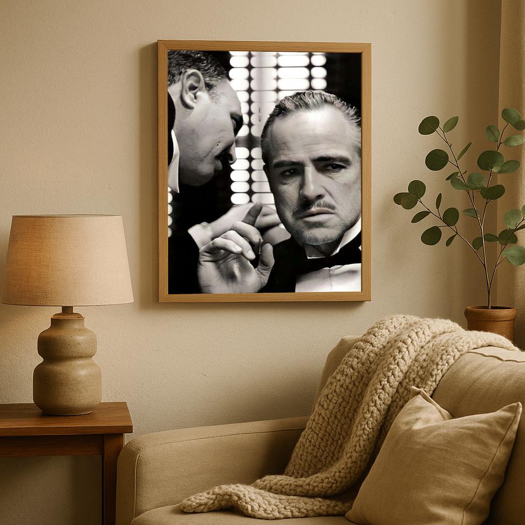Vito Corleone The Godfather B&W poster sfeerbeeld 2