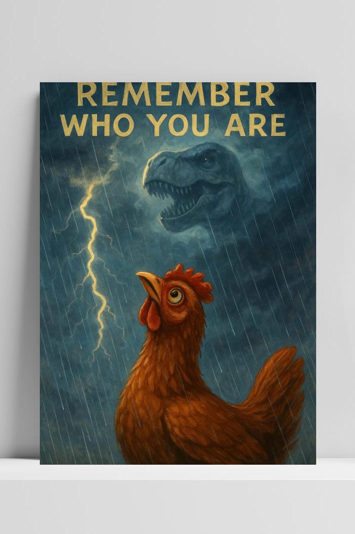 Remember Who You Are Chicken Text op 3mm aluminium dibond