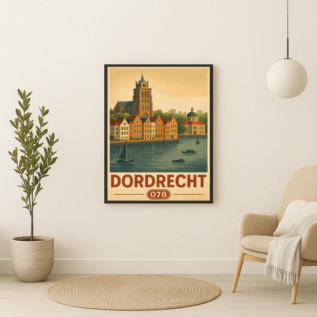 Dordrecht Text Vintage poster sfeerbeeld 2