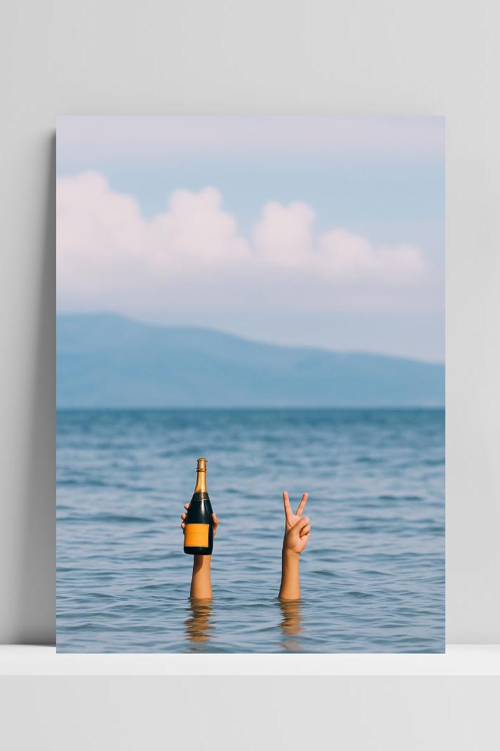 Wine Peace Sea op 3mm aluminium dibond