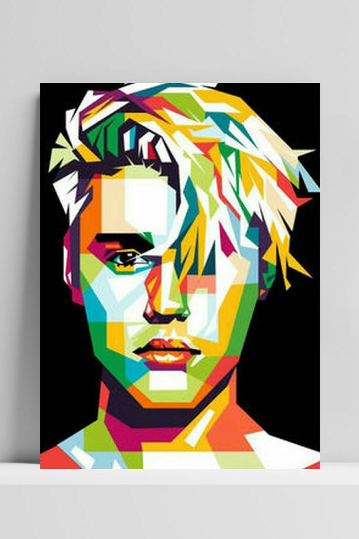 Justin Bieber Zwart op 3mm aluminium dibond