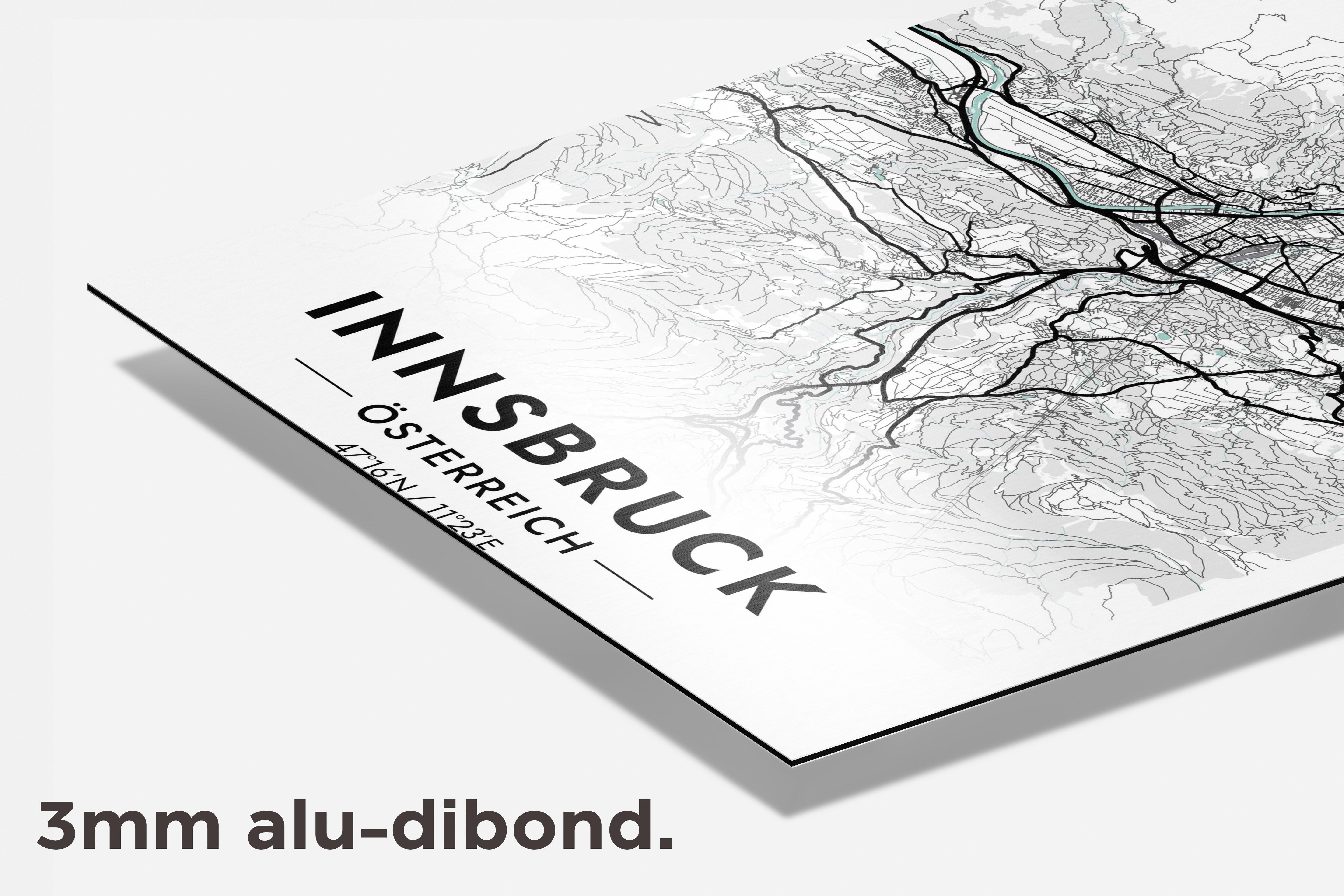 Innsbruck Kaart Oostenrijk dibond detail