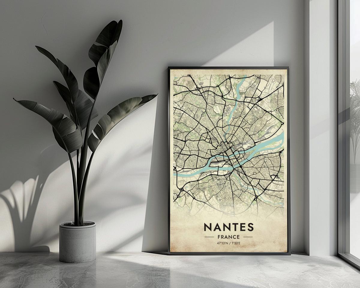 Nantes Map France Vintage poster van 25 Artstreet