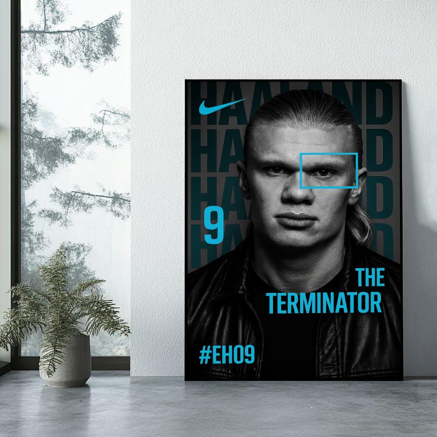Erling Haaland The Terminator Blue poster sfeerbeeld 1