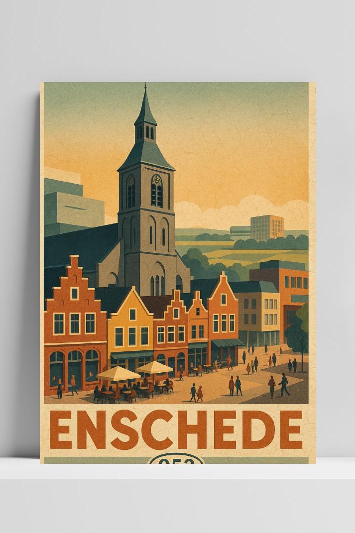Enschede Netherlands Vintage Text op 3mm aluminium dibond