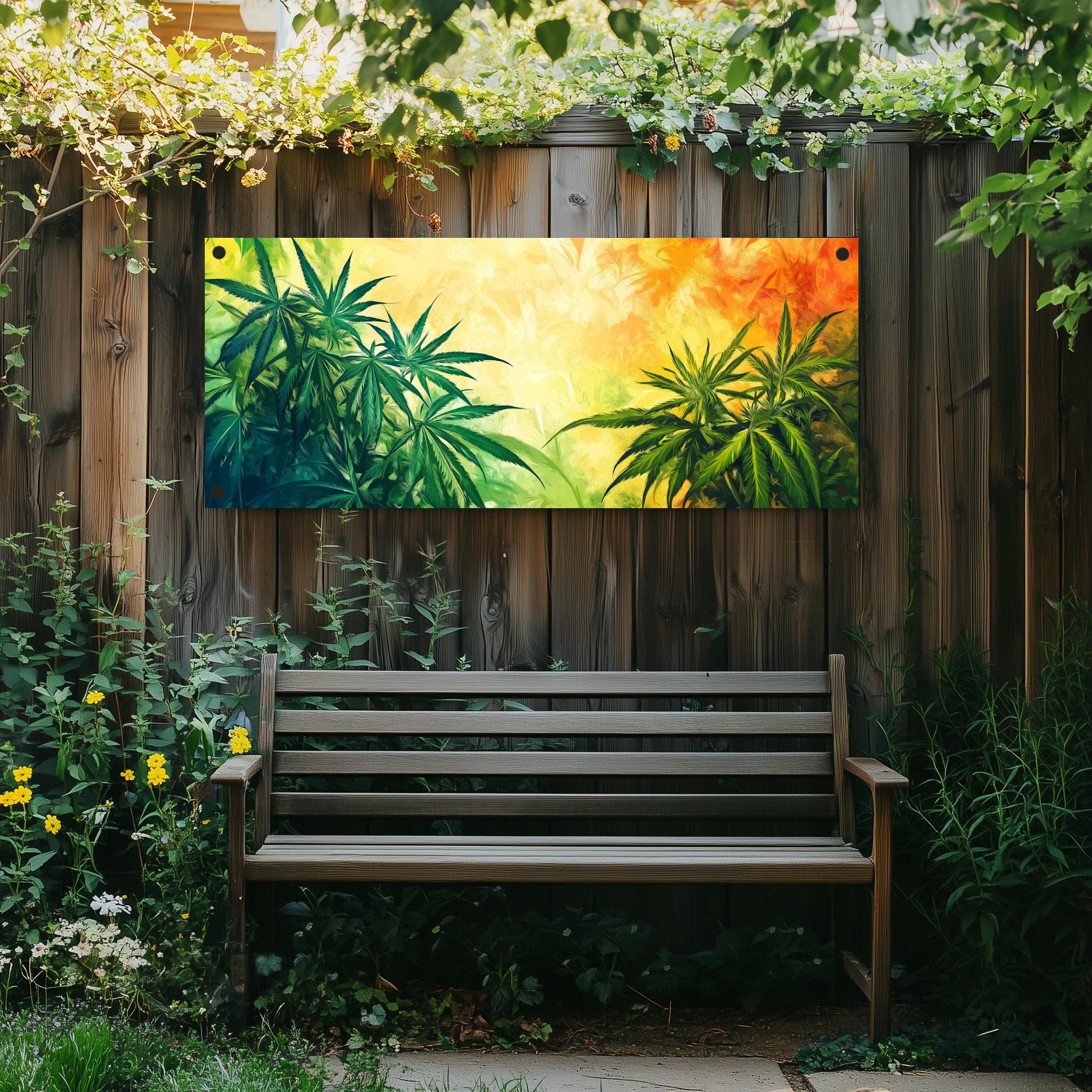 Tuinposter Cannabis Kunst sfeerbeeld 1