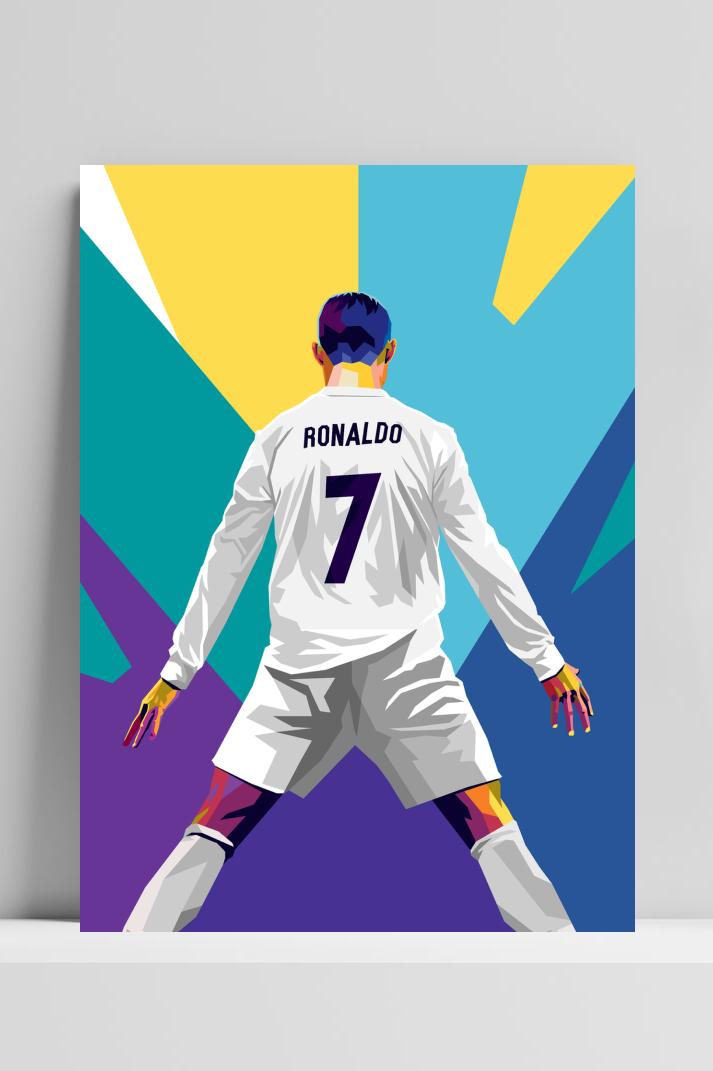Cristiano Ronaldo Pop Art op 3mm aluminium dibond