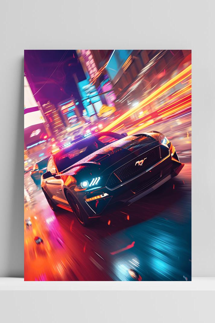 Mustang Neon op 3mm aluminium dibond