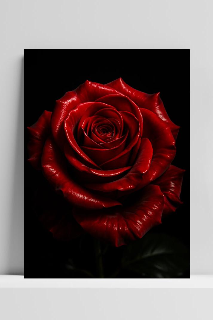 Red Rose Black Background Minimalist in interieur