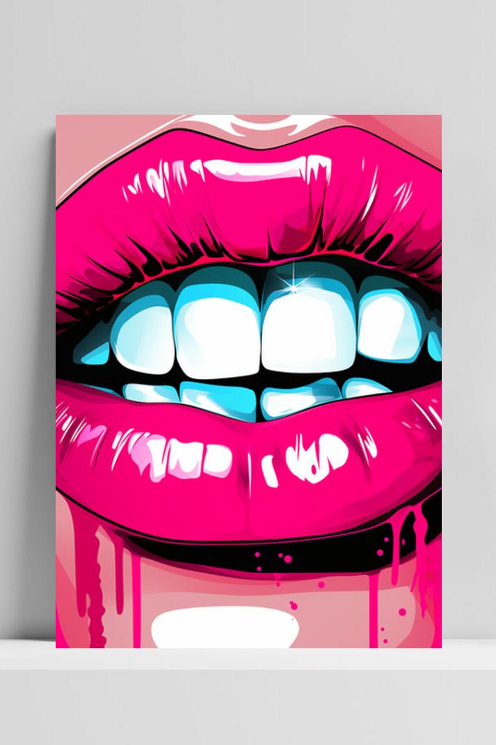 Roze Lippen op 3mm aluminium dibond