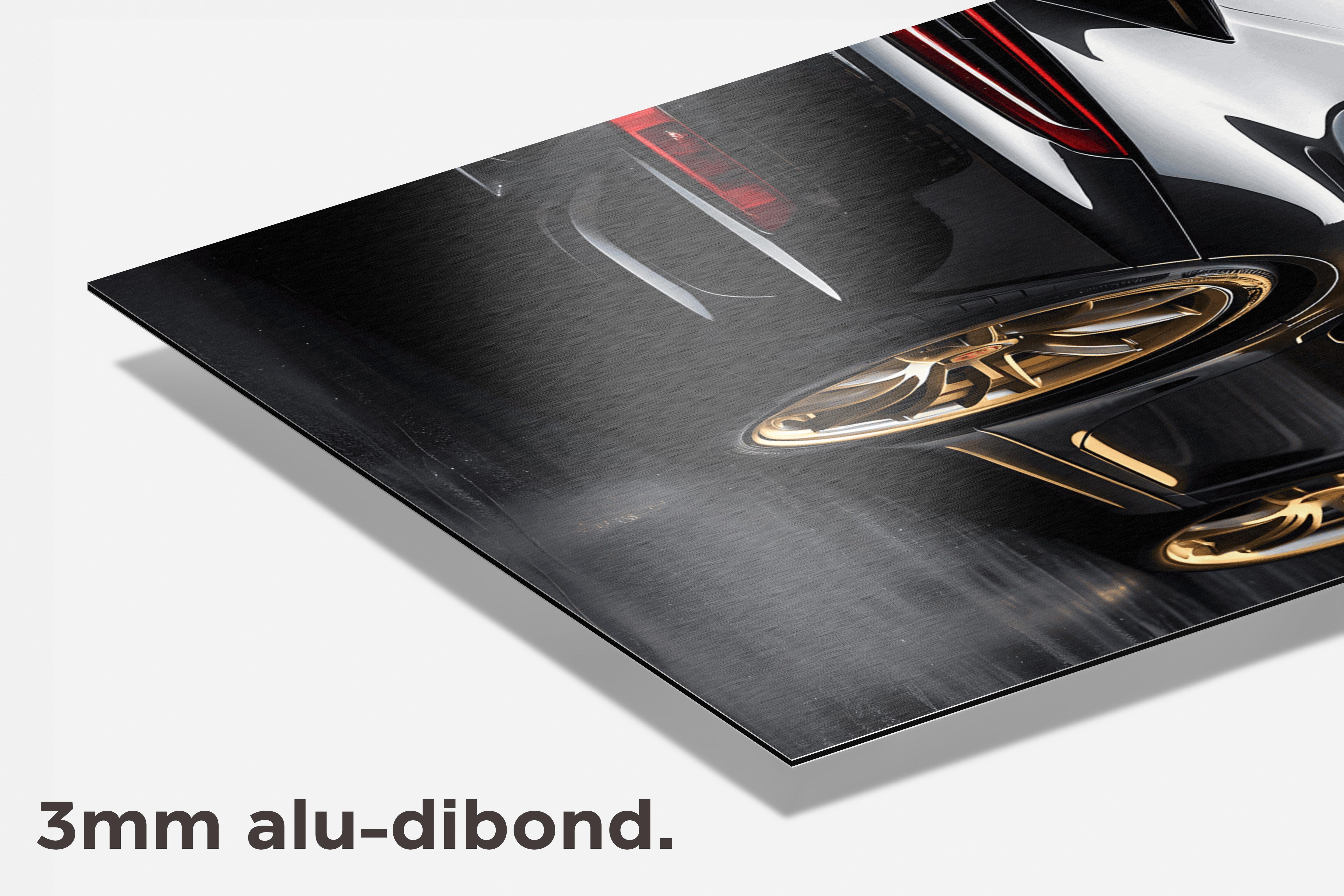Sportauto Zwart dibond detail