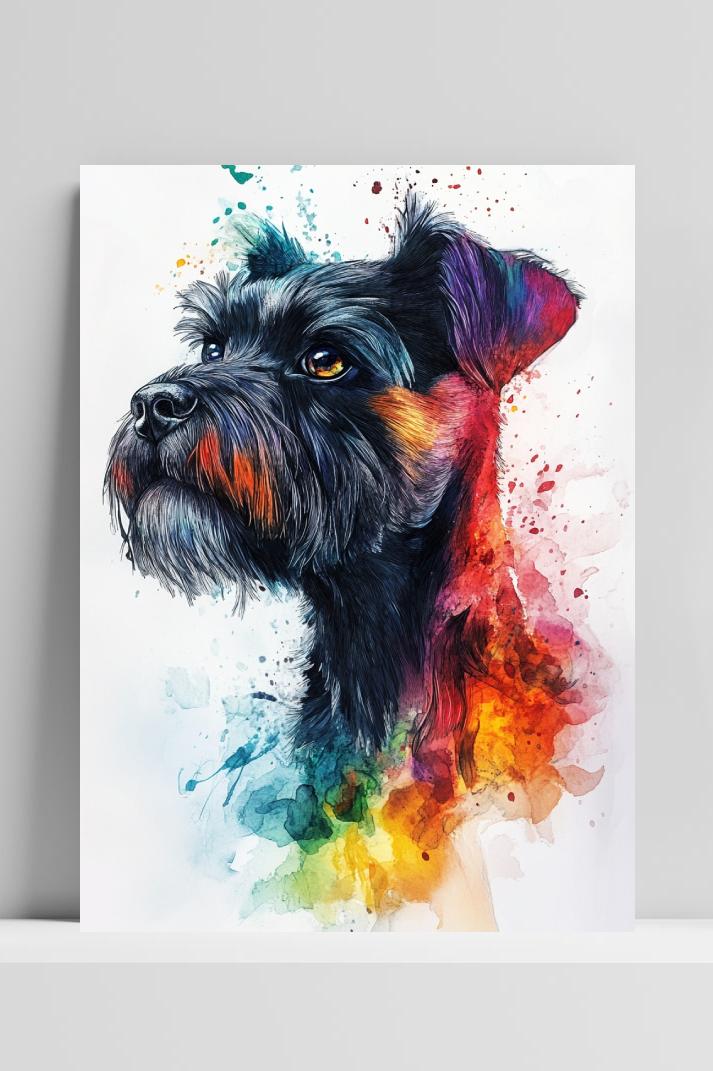 Schnauzer Dog Aquarel poster van 25 Artstreet