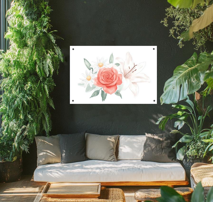 Tuinposter Rode Roos sfeerbeeld 1