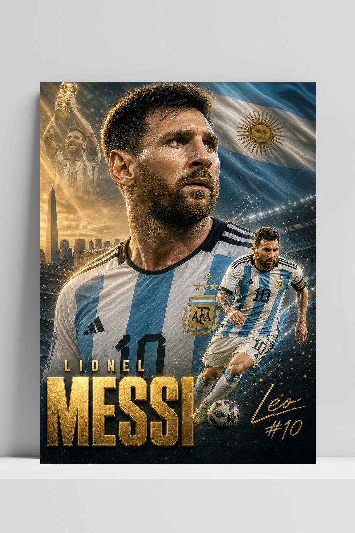 Lionel Messi op 3mm aluminium dibond