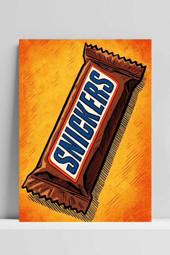 Snickers Chocolate op 3mm aluminium dibond