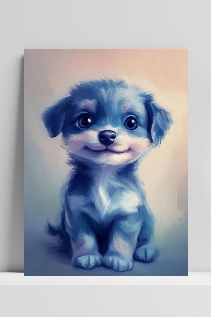 Puppy Aquarel op 3mm aluminium dibond