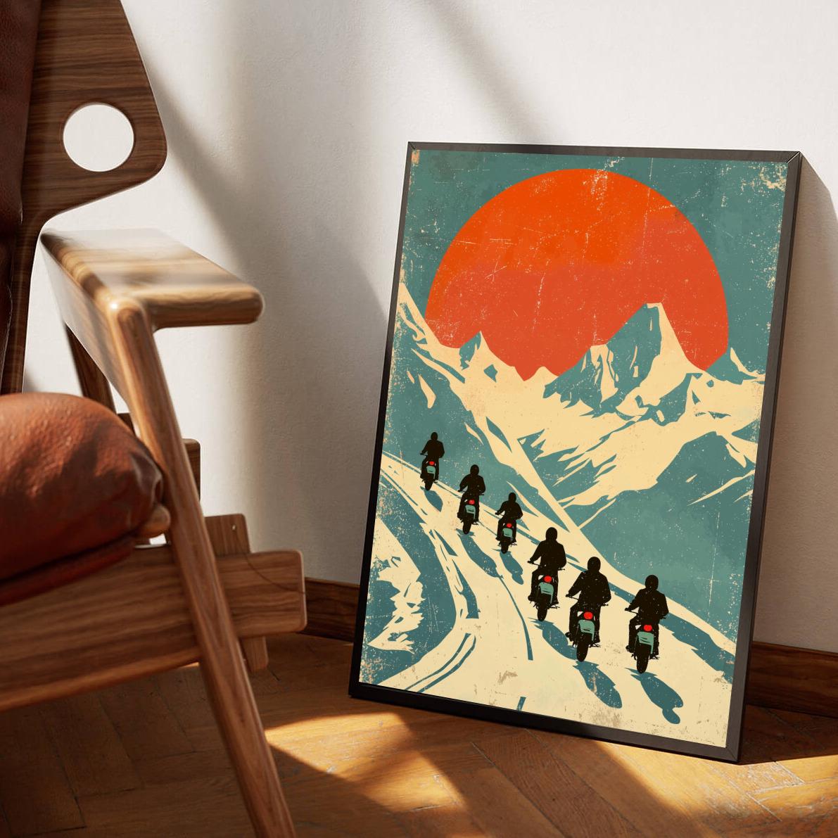 Mountain Motorcycle Retro poster van 25 Artstreet
