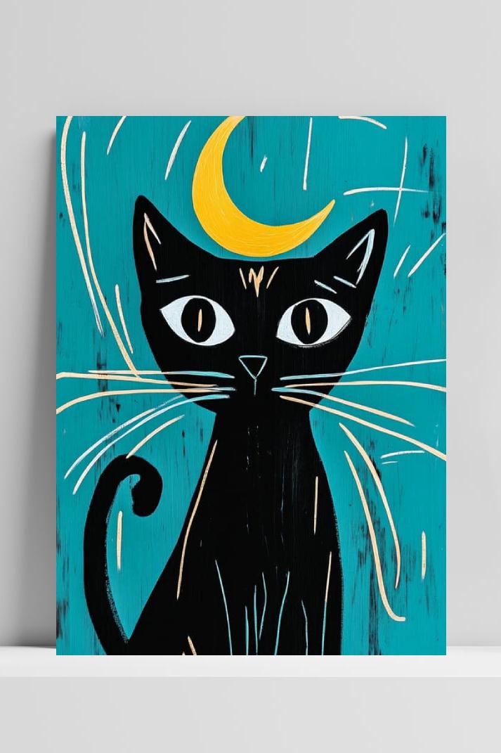 Zwarte Kat op 3mm aluminium dibond