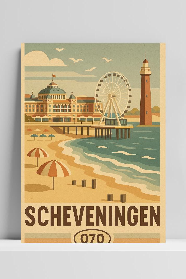 Scheveningen Netherlands Vintage Text op 3mm aluminium dibond