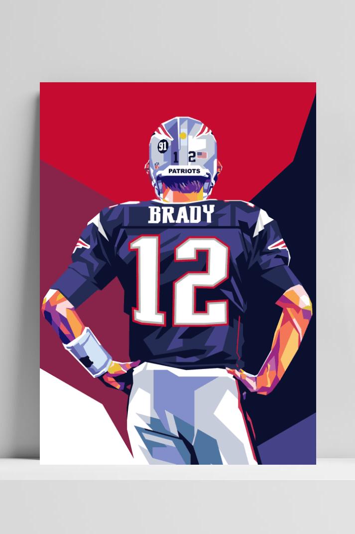 Tom Brady op 3mm aluminium dibond