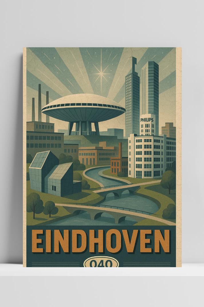 Eindhoven Netherlands Vintage Text op 3mm aluminium dibond