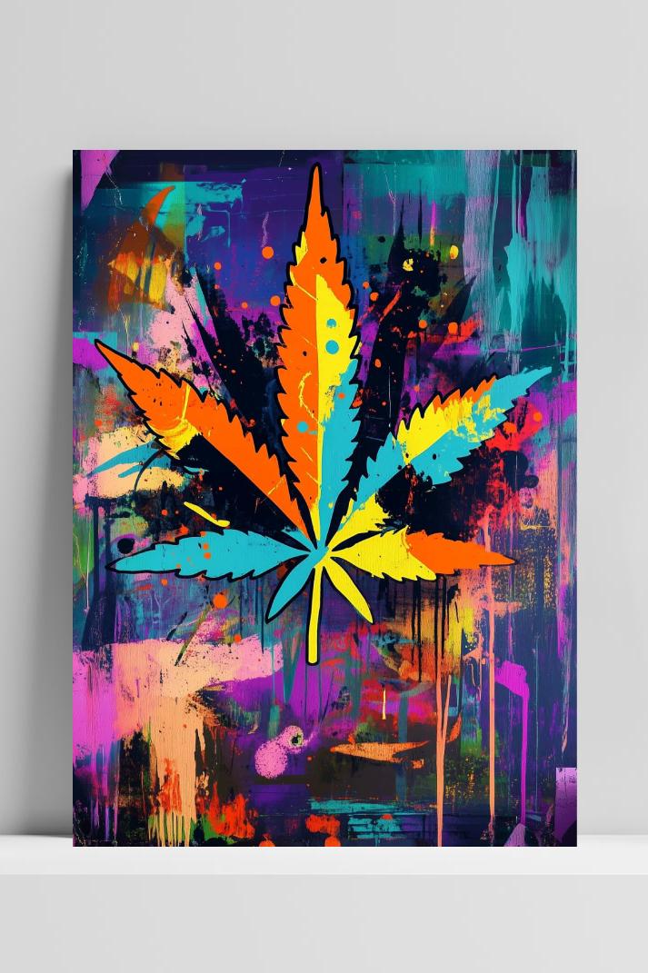 Cannabis Graffiti op 3mm aluminium dibond