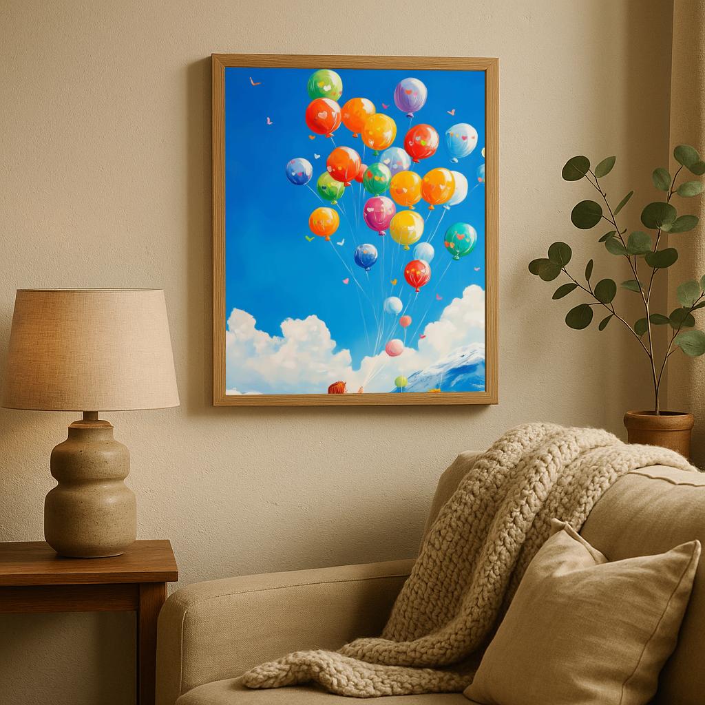Balloons Kids Aquarel poster sfeerbeeld 1