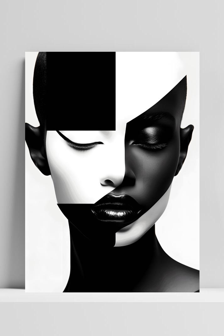Portret Zwart Wit op 3mm aluminium dibond