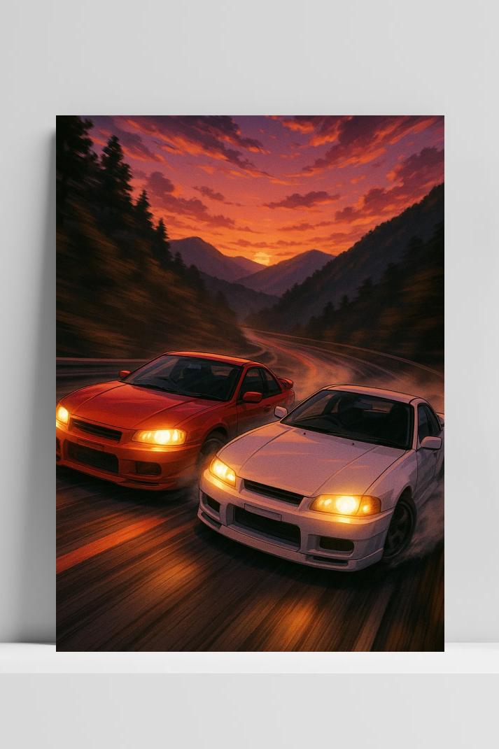 Car Race op 3mm aluminium dibond