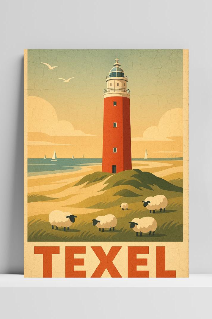 Texel Text Vintage op 3mm aluminium dibond