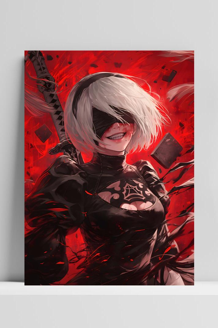Nier 2B op 3mm aluminium dibond