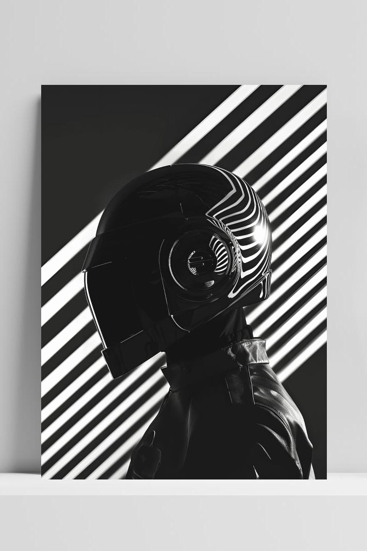 Daft Punk Zwart op 3mm aluminium dibond