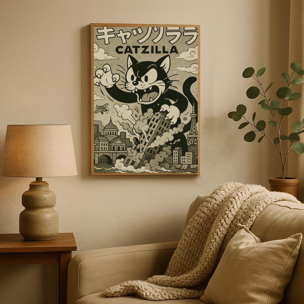 Catzilla B&W Text poster sfeerbeeld 2