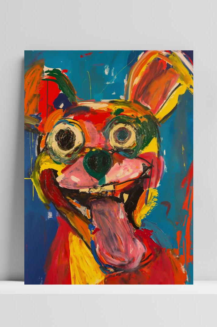Hond Aquarel op 3mm aluminium dibond