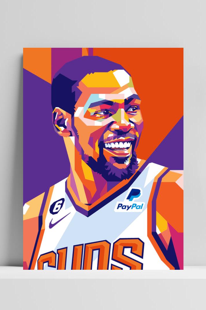 Kevin Durant op 3mm aluminium dibond