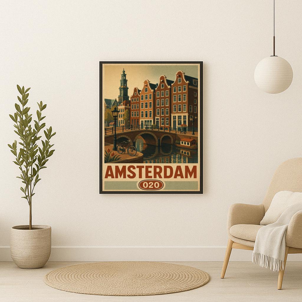 Amsterdam Netherlands Vintage Text poster sfeerbeeld 2