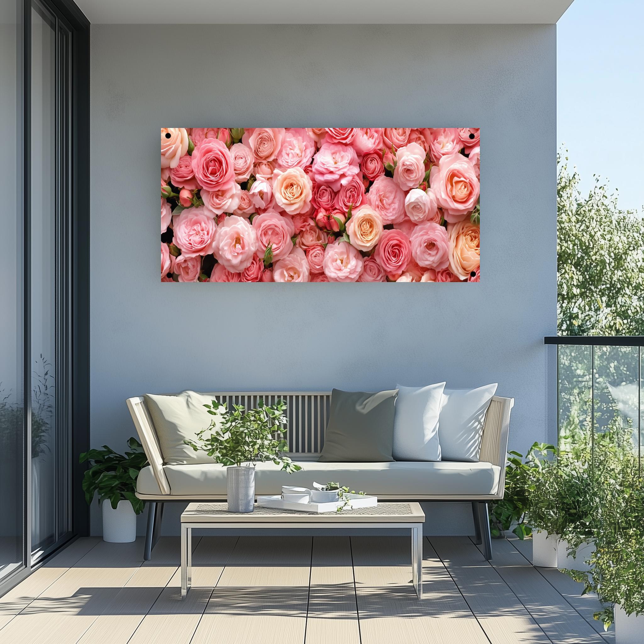 Tuinposter Roze Rozen sfeerbeeld 3
