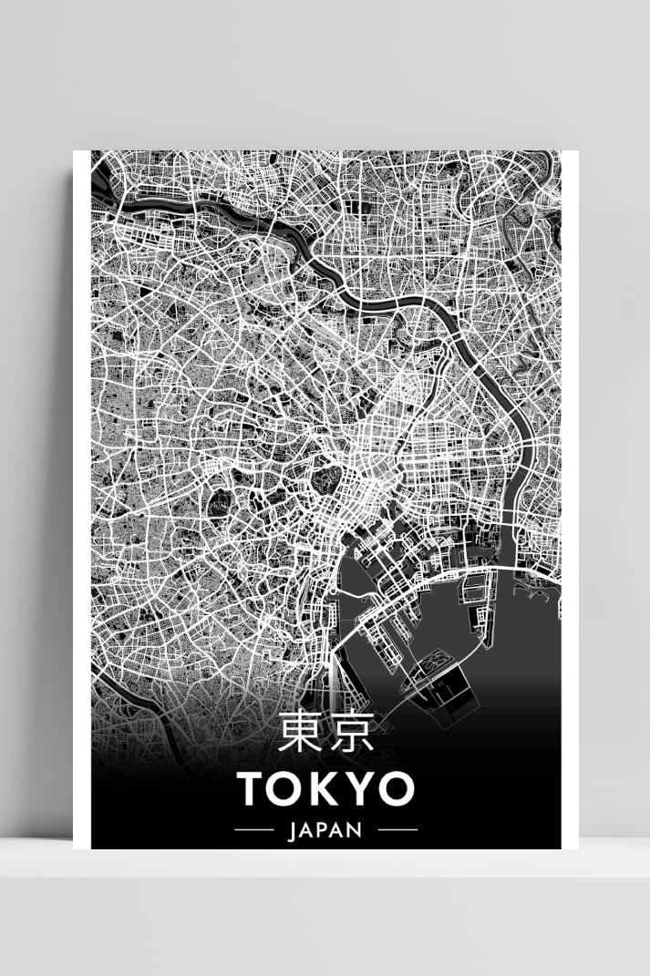 Tokyo Map op 3mm aluminium dibond