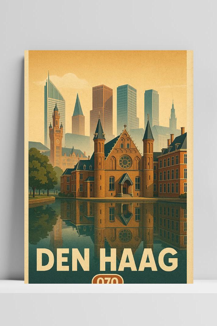 Den Haag Netherlands Vintage Text op 3mm aluminium dibond