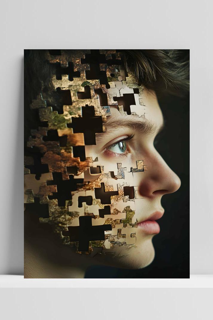 Jongen Puzzel op 3mm aluminium dibond