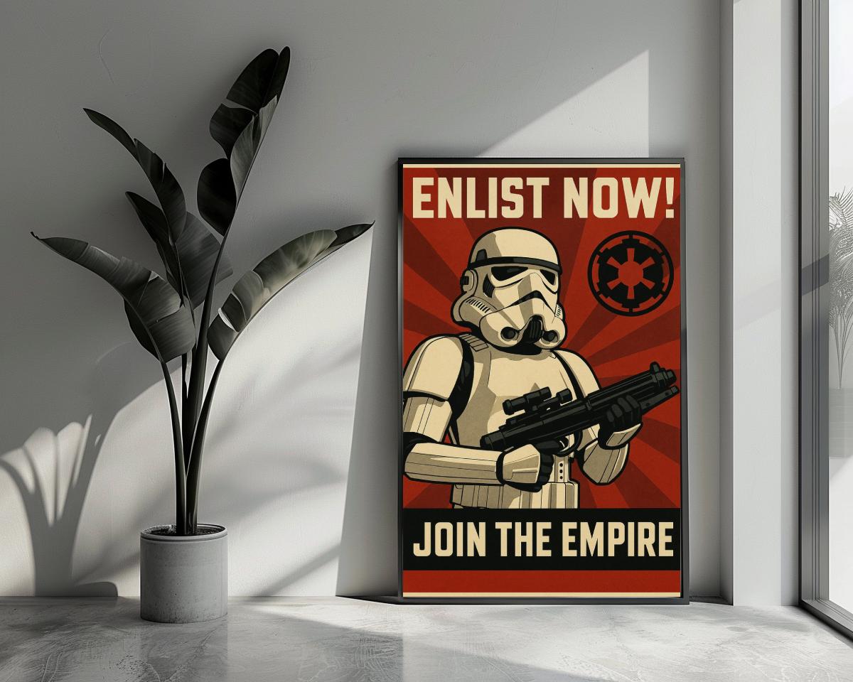 Star Wars Stormtrooper Enlist Now Text poster van 25 Artstreet