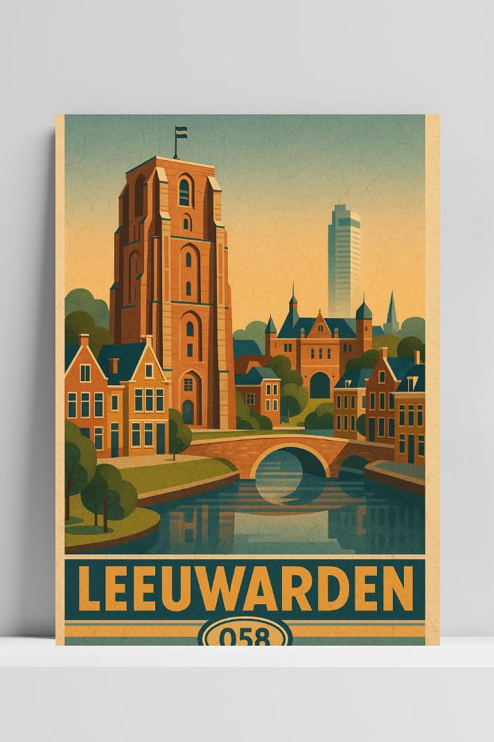 Leeuwarden Netherlands Vintage Text op 3mm aluminium dibond
