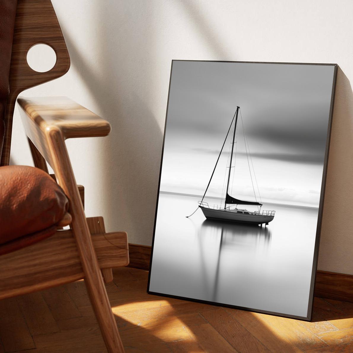 Yacht Sailboat B&W poster sfeerbeeld 1