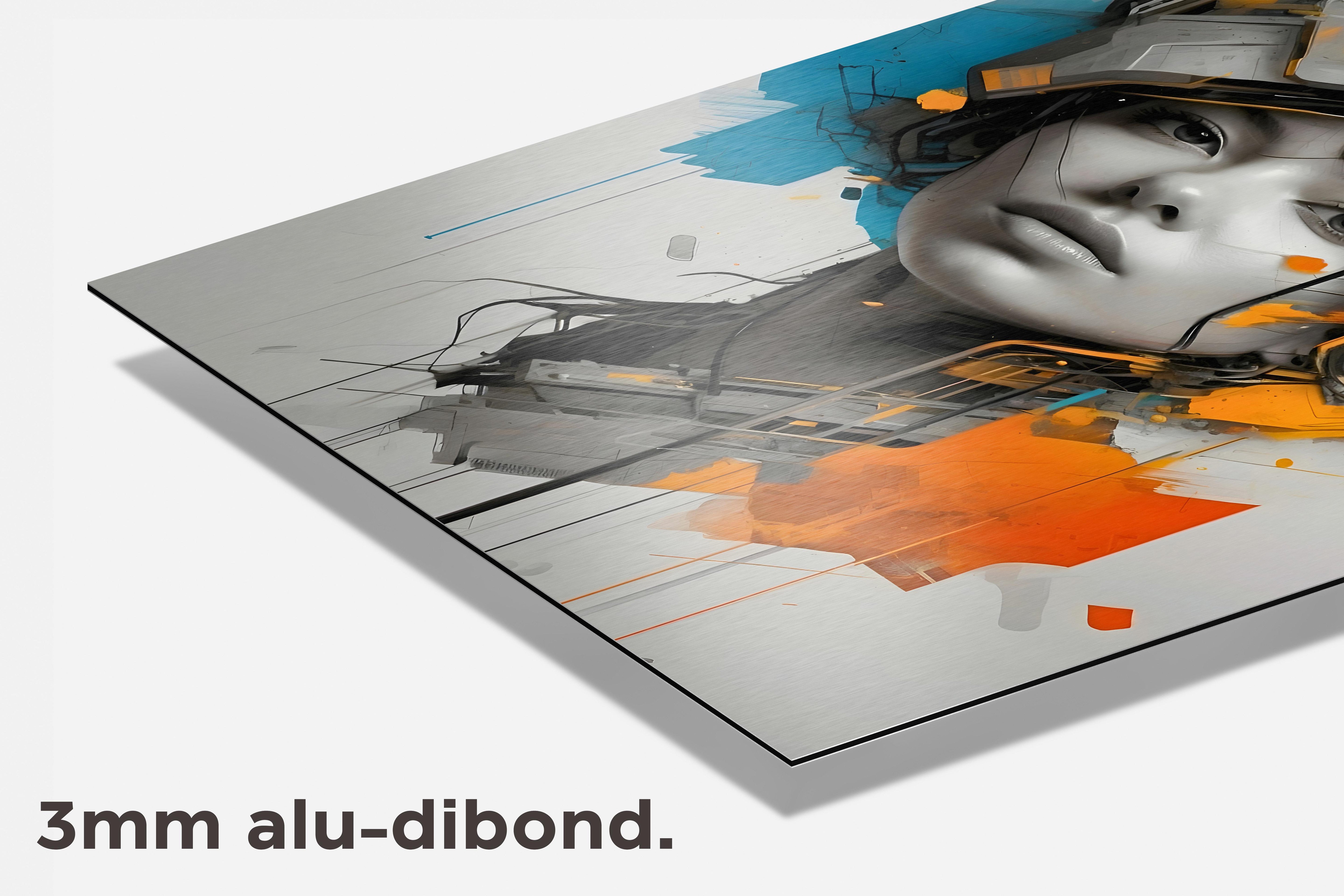 Vrouw Blauw Geel dibond detail