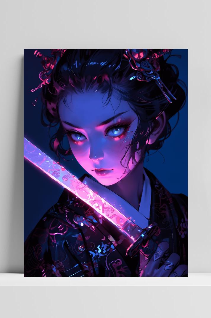Geisha Samoerai op 3mm aluminium dibond
