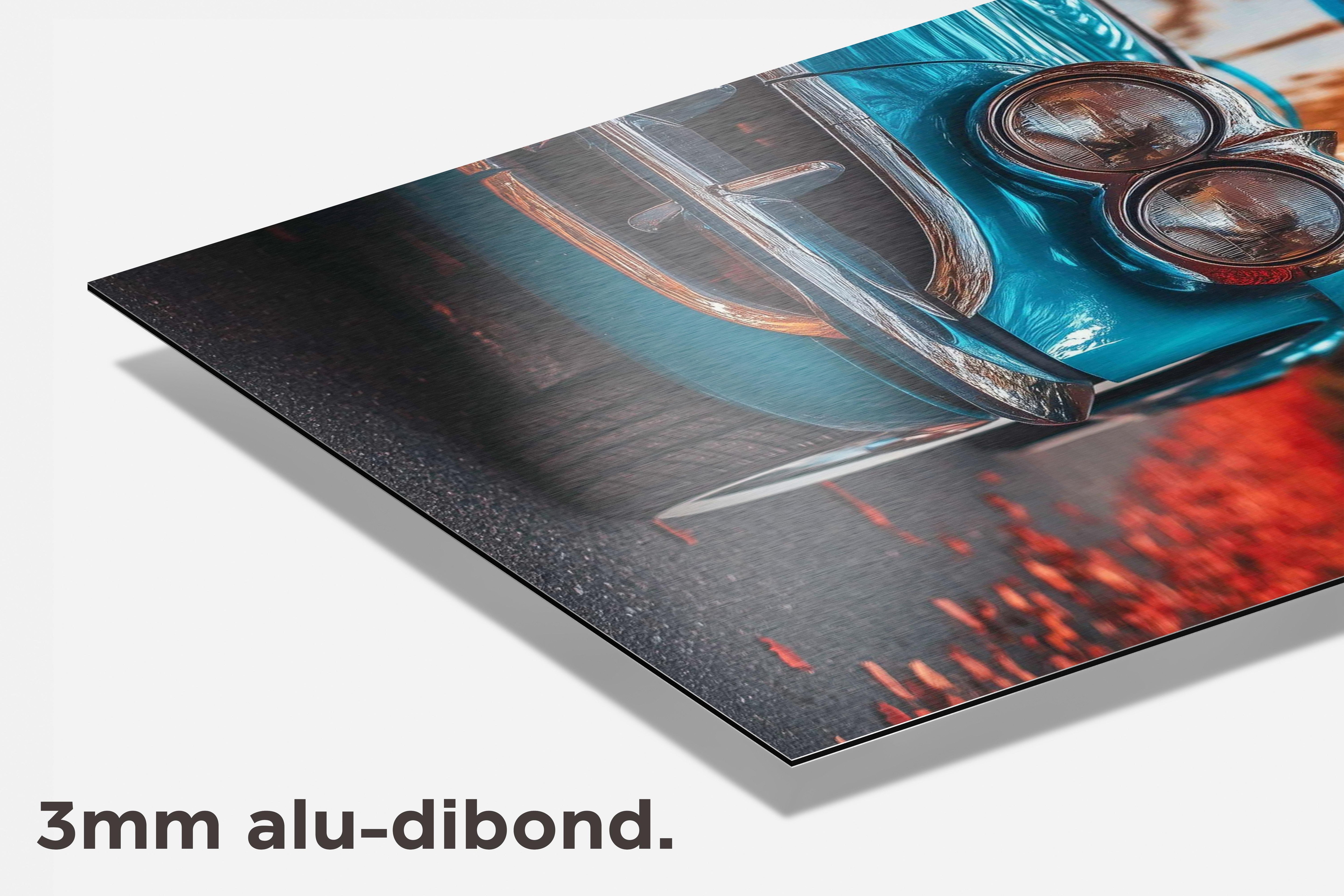 Blauwe Auto dibond detail